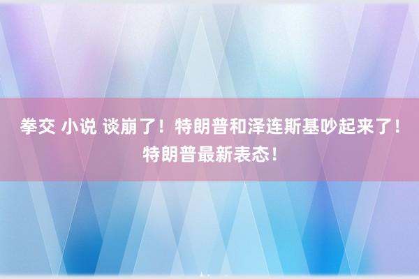 拳交 小说 谈崩了！特朗普和泽连斯基吵起来了！特朗普最新表态！