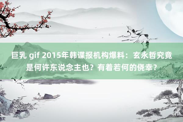 巨乳 gif 2015年韩谍报机构爆料：玄永哲究竟是何许东说