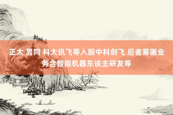 正太 男同 科大讯飞等入股中科剑飞 后者筹画业务含智能机器东