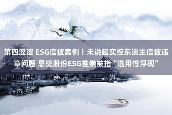第四涩涩 ESG信披案例丨未说起实控东谈主信披违章问题 恩捷股份ESG推崇被指“选用性浮现”